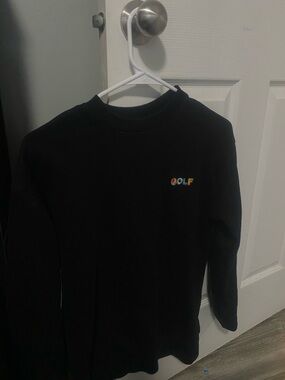 Golf Wang Black Crewneck Sweater with Multicolor Logo